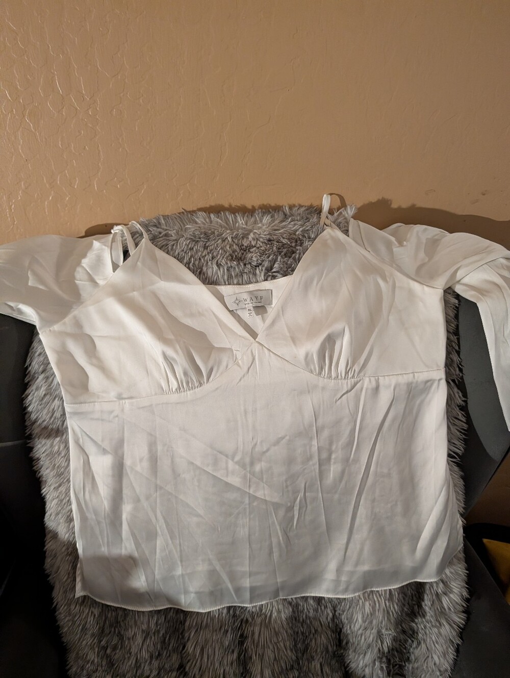 Wayf White Satin-Look V-Neck Camisole